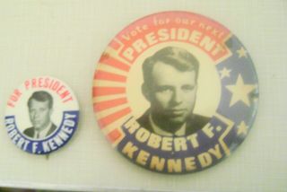 Two Vintage 1968 Robert F.  Kennedy For President Campaign Buttons Patriotic