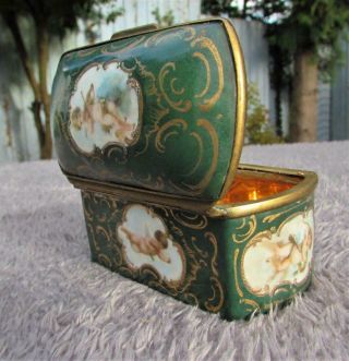 Finest Antique 19thC Sevres Style French Porcelain Cherub Box - Snuff / Trinket 2