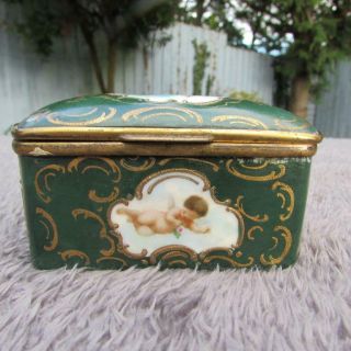 Finest Antique 19thC Sevres Style French Porcelain Cherub Box - Snuff / Trinket 3