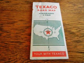Vintage 1932 Texaco Fold Out Road Map Of Colorado And Utah