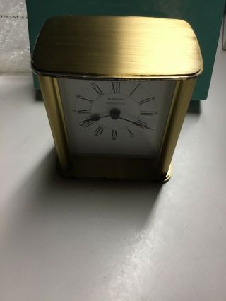 Tiffany & Co Portfolio Desk Clock Germany Brass Quartz Vtg