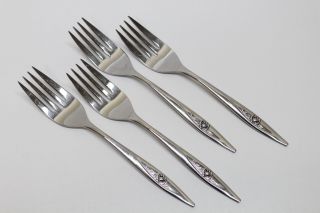4 Vintage Oneidacraft Deluxe Lasting Rose Stainless Steel Flatware Salad Forks