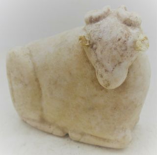 Museum Quality Western Asiatic Gypsum Alabaster Stone Carved Bull Statue 2000bc
