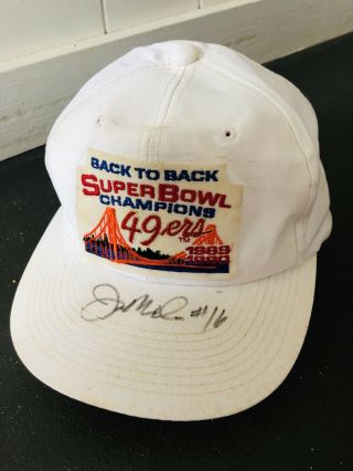 Joe Montana Autographed 16 49ers Superbowl Champions Vintage Snapback Hat 89 90