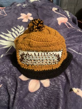 Vintage Pittsburgh Steelers Iron City Beer Tin Can Crocheted Hat With Champions