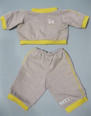 Vtg Cabbage Patch Kids Doll Clothes 1980s Coleco Kt Gray Cat Jogging Sweat Suit