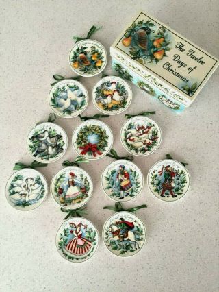 12 Days Of Christmas Susan Winget Vintage Mini Plate Ornaments 4 Inch Set Of 12