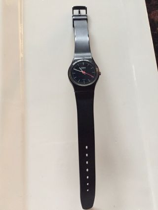 Rare Vintage Swatch Watch Black With Pink Second Hand