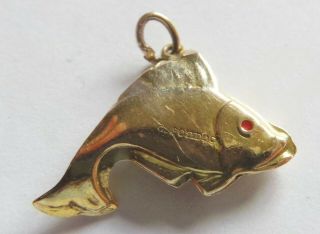 Vintage 9ct Gold Fish Charm - Maker Gj Ltd - 25 Mm 