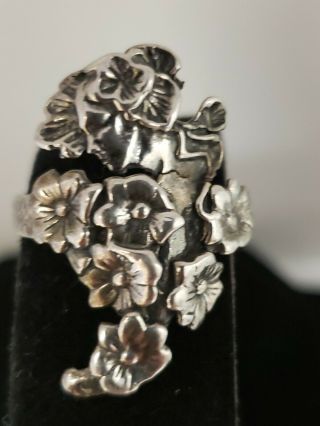 Vintage Sterling Silver 925 Women Flower Ring