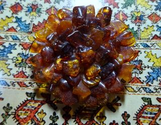 Large Vintage Natural Baltic Amber Hand crafted brooch 2