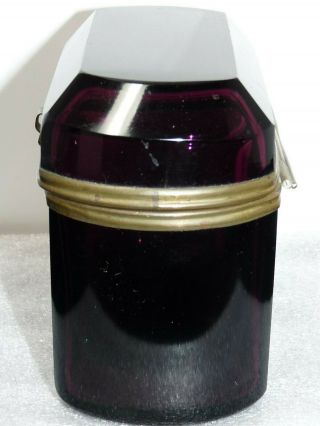Antique French Purple Amethyst Jewelry Casket Cut Polished Beveled Glass Paneled 2