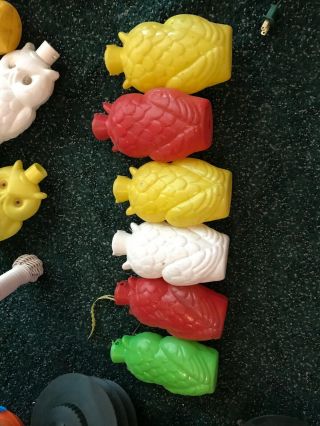 6 Vintage Blow Mold Plastic Owls for String Lights TIKI Party RV 2