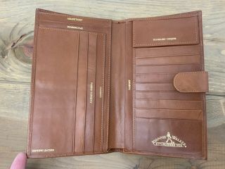 Vtg European Johnnie Walker Leather Travel Wallet Cognac Brown Document Holder
