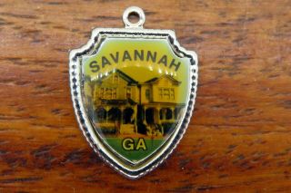 Vintage Sterling Silver Savannah Georgia State Travel Shield Charm E25