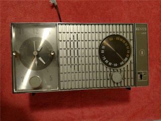 Vintage Zenith Tube Radio Clock Model X375 Brown Color Plastic
