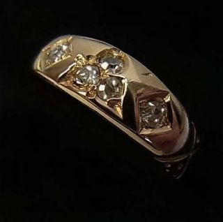 Antique Edwardian 18ct Gold & Diamond Gypsy Ring