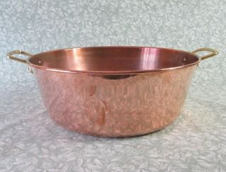 Vintage French Large Copper Jam Pan 1.  6 Kg Preserves Cook Pot Bowl Brass Handles