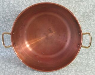 Vintage French LARGE COPPER JAM PAN 1.  6 kg Preserves Cook Pot Bowl BRASS HANDLES 3