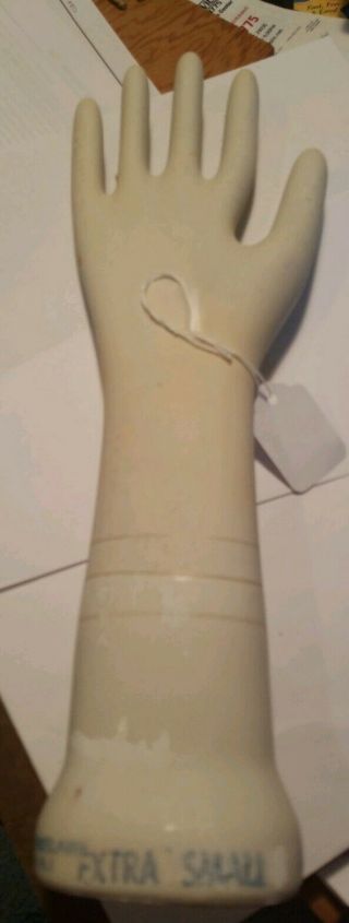 Vintage Porcelain Glove Mold Large Hand,  Tall,  Trenton,  Nj 1998
