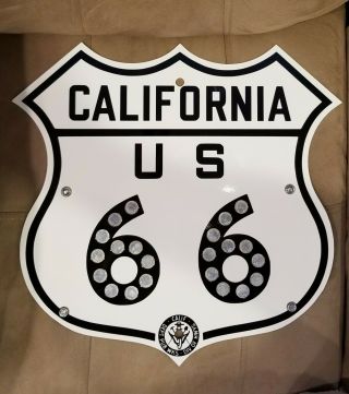 Porcelain California U.  S.  Route 66 Highway Sign Shield Steel 18 "