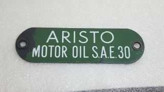 Vintage Gasoline Porcelain Gas Pump Tag Aristo Motor Oil Sae 30