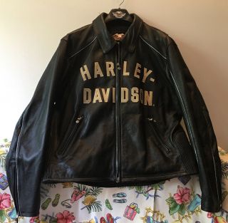 Harley Davidson 100th Anniversary Mens Black Leather Jacket - Xl
