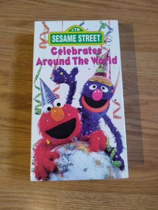 Sesame Street - Celebrates Around The World (vhs,  1996) Rare Vintage Elmo Htf