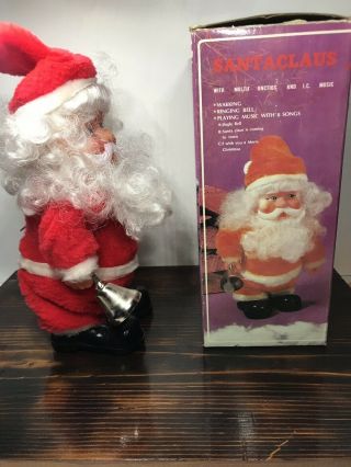 Vintage Musical Bell Ringing Walking Santa Clause With Box 2