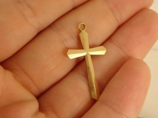 Vintage Plain 9ct Gold Cross Pendant Charm Religious Gift 2.  8cm Hm 1973 1141b