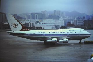 1982 - Hong Kong - Kodak Photo Slide - Korean B747 - Sp - Kai Tak Airport