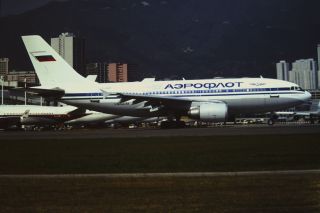 1995 Hong Kong Photo Slide Aeroflot A310 F - Ogqt Kai Tak Hkg