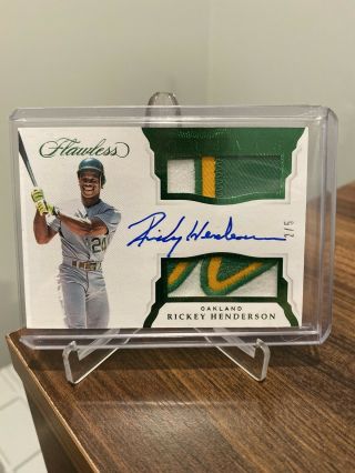 2019 Panini Flawless Game Patch Autograph Rickey Henderson 2/5 Athletics