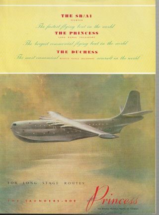 Saunders Roe Princess Flying Boat - Publicity Brochure