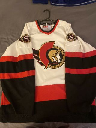 Vtg 90s Ccm Ottawa Senators Polyester Nhl Hockey Jersey Xl