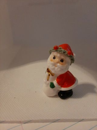 Vintage Napco Christmas Miniature Spaghetti Santa Claus With Gift Sack & Present