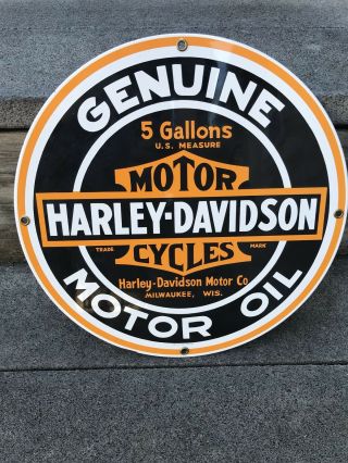 Oem Harley Davidson Motorcycle Dealer Porcelain Metal Gas Rocker Oil Sign