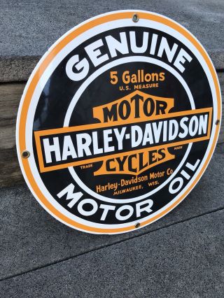 OEM HARLEY DAVIDSON MOTORCYCLE DEALER PORCELAIN METAL GAS ROCKER OIL SIGN 2