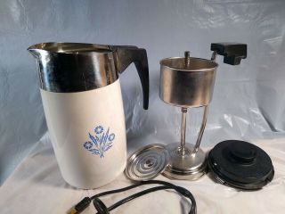 Vintage Corning Ware Blue Cornflower Electric 10 Cup Coffee Pot E - 1210 3