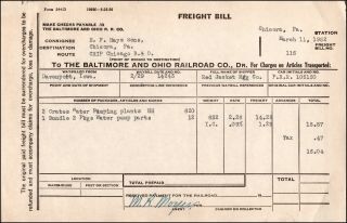 B&o Railroad Freight Bill,  Way - Billed Davenport Iowa,  Red Jacket Mfg.  Co. ,  1952