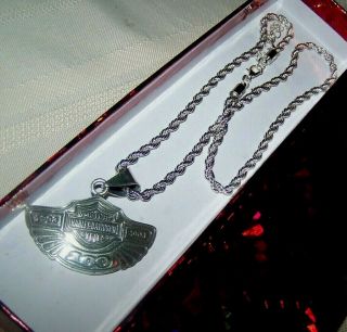 Harley Davidson 925 Sterling 100th Anniversary Necklace 20 " Rope Chain 41.  6 Gr