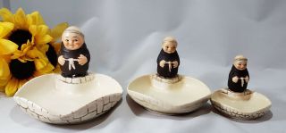 Vintage Goebel Friar Tuck Ashtray Set Zf 43/0,  43/1 & 43/2