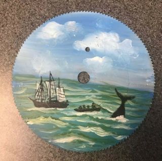 Vintage Hand Painted 7inch Saw Blade - Whale By J.  Wagner