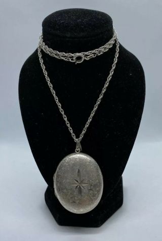 Vintage Sterling Silver 925 Necklace/ Choker With Locket Pendant