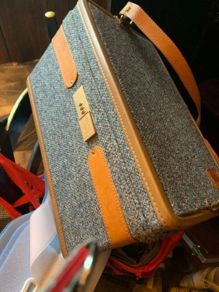 Hartmann Luggage Vintage Tweed Leather Train Case Toiletry Cosmetics Travel Bag