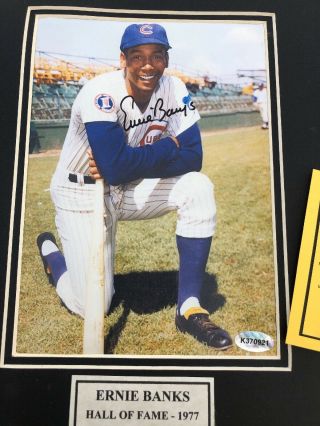 Ernie Banks Signed Chicago Cubs Matted Autograph 8x10 Photo Psa/dna Hof