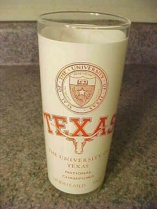 Vintage Texas Longhorns 1963 Football National Champions Glass Cup Darrell Royal