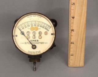 1908 Antique Early 20thc Jones Brass Speedometer Mileage Gauge,  Nr