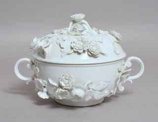 Attractive Antique Meissen German Porcelain Covered Bowl,  Academic 