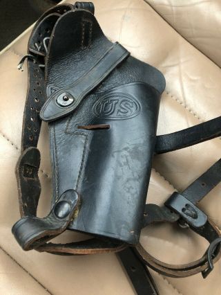 Usgi Cathey Black Leather Shoulder Holster 1911 7791527 Adjustable Vintage Style